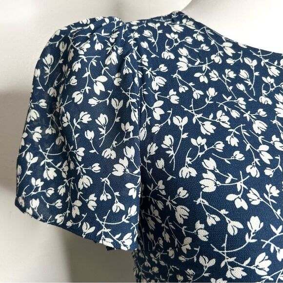 Not for sale  — Reformation Beesley Dress Navy White Floral Flutter Sleeve  Mini - Picture 10 of 14